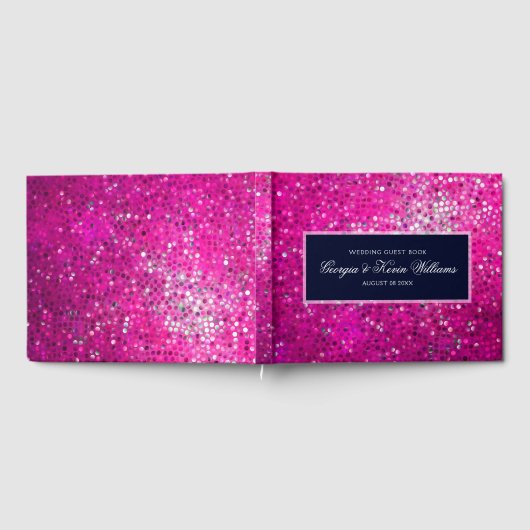 Hot-roze glitterpatroon gastenboek (Volledig)