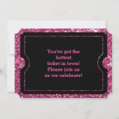 Hot-roze Glitz Graduation Party Ticket Invitation Kaart (Achterkant)
