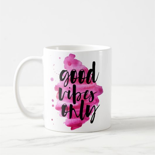 hot roze goede vibes alleen penseelscript koffiemok (Links)