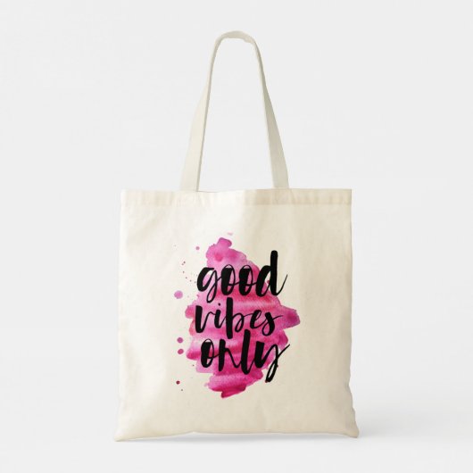 hot roze goede vibes alleen penseelscript tote bag (Achterkant)