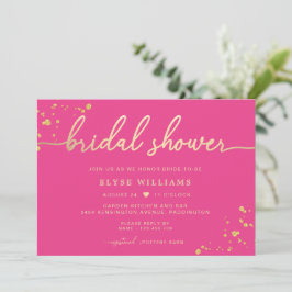 Hot-Roze Gold Bridal Shower-uitnodiging Kaart