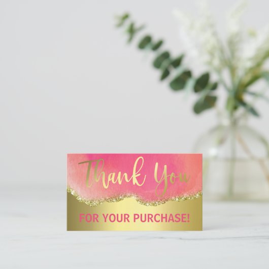 Hot-roze Gold Foil agate Hartelijk dank voor aanko Visitekaartje (Staand voorkant)