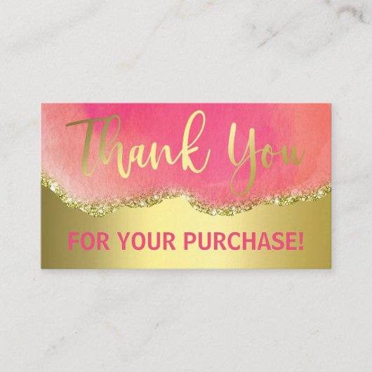 Hot-roze Gold Foil agate Hartelijk dank voor aanko Visitekaartje (Voorkant)