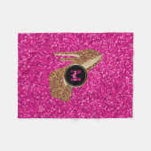 Hot-Roze Gold Glitter-hogedrukschoenen Monogram Fleece Deken (Voorkant (Horizontaal))