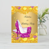 Hot-roze Gold Glitter op hoge hoogte Fabulous Part Kaart (Staand voorkant)
