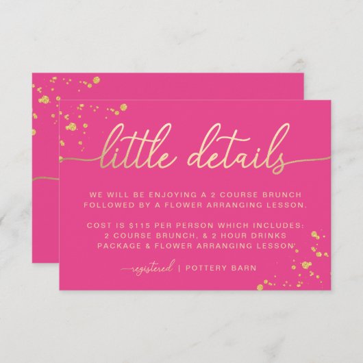 Hot-roze Gold Kleine details Kaart invoegen (Voorkant / Achterkant)