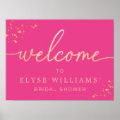 Hot-roze Gold Vrijgezellenfeest Welkomstteken Poster (Voorkant)