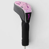 Hot roze golfkar patroon aangepaste naam golfheadcover (Schuin)