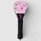 Hot roze golfkar patroon aangepaste naam golfheadcover (Voorkant)