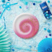 Hot roze & goud glitter ombre kids verjaardagsfees papieren bordje (Feest)