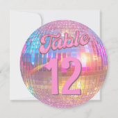 Hot Roze Goud Retro Disco Bal Ronde Tafel Nummer Kaart (Achterkant)