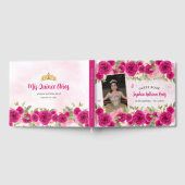 Hot Roze Gouden Bloemen Prinses Quinceañera Foto Gastenboek (Volledig)