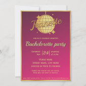 Hot roze gouden disco bal vrijgezellenfeest kaart (Voorkant)