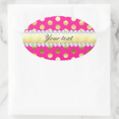 Hot Roze Gouden Folie Polka Dots Diamanten Ovale Sticker (Tas)