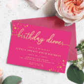 Hot-roze goudmaaltijd Binnendaagse uitnodiging