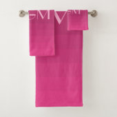 Hot roze gradatie reus monogram bad handdoek (Insitu)