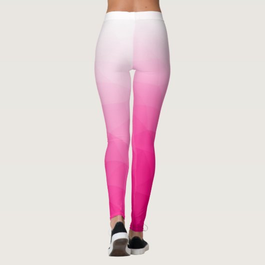 Hot roze Gradient Geometric Mesh Pattern Jouw naam Leggings (Achterkant)