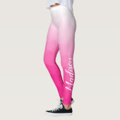 Hot roze Gradient Geometric Mesh Pattern Jouw naam Leggings (Links)