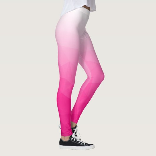 Hot roze Gradient Geometric Mesh Pattern Jouw naam Leggings (Rechts)