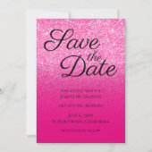 Hot-roze gradiënt Glitter Save The Date (Voorkant)