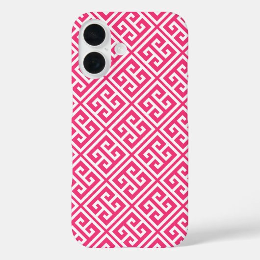 Hot-roze Grieks sleutelpatroon Case-Mate iPhone Case (Achterkant)