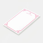 Hot-roze Grieks toetsenbordrandmonogram op maat Post-it® Notes (Schuin)
