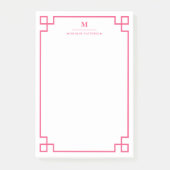 Hot-roze Grieks toetsenbordrandmonogram op maat Post-it® Notes (Voorkant)