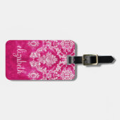 Hot-roze grijpingspatroon - Aangepaste tekst Bagagelabel (Voorkant horizontaal)