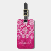 Hot-roze grijpingspatroon - Aangepaste tekst Bagagelabel (Voorkant verticaal)