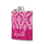 Hot-roze grijpingspatroon - Aangepaste tekst Heupfles (Links)