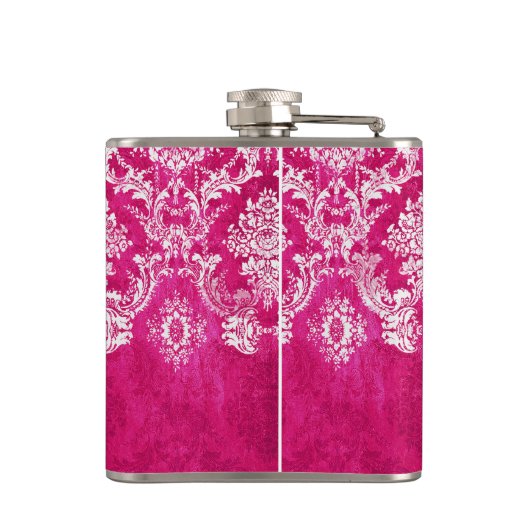 Hot-roze grijpingspatroon - Aangepaste tekst Heupfles (Achterkant)