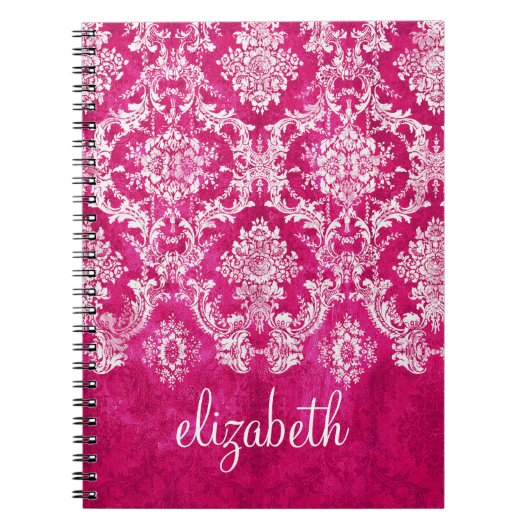 Hot-roze grijpingspatroon - Aangepaste tekst Notitieboek (Voorkant)