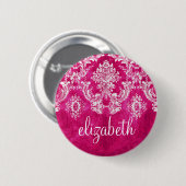 Hot-roze grijpingspatroon - Aangepaste tekst Ronde Button 5,7 Cm (Voorkant /achterkant)