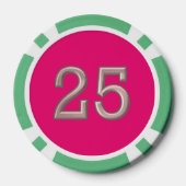 Hot Roze groen 25 gestreepte poker chip (Achterkant)
