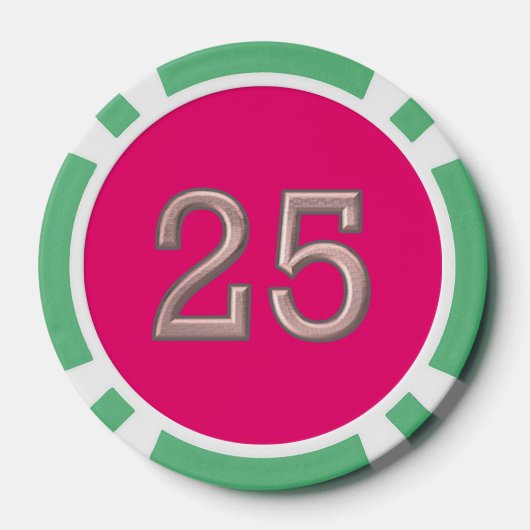 Hot Roze groen 25 gestreepte poker chip (Achterkant)
