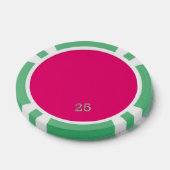 Hot Roze groen 25 gestreepte poker chip (Enkel)
