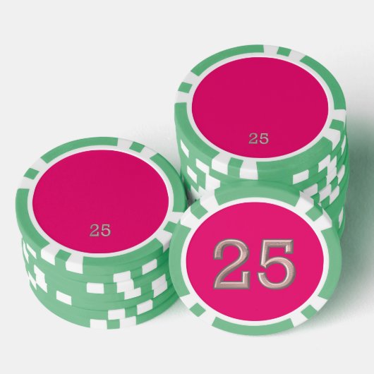 Hot Roze groen 25 gestreepte poker chip (Opstapeling)