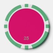 Hot Roze groen 25 gestreepte poker chip (Voorkant)