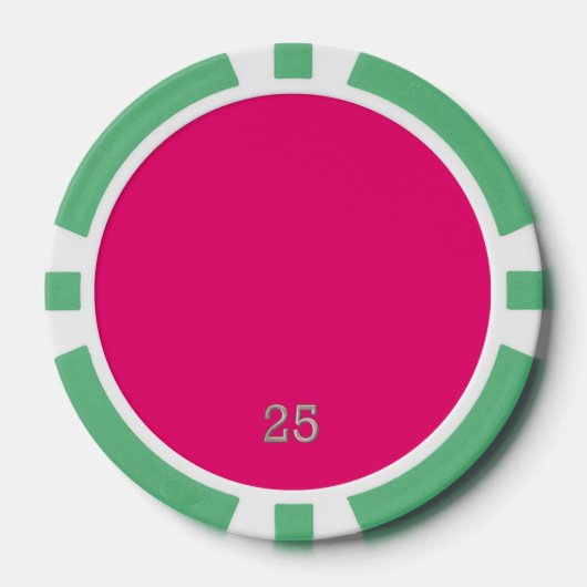 Hot Roze groen 25 gestreepte poker chip (Voorkant)