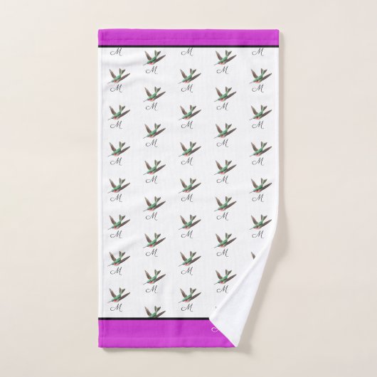 Hot-Roze Groene Hummingbird waterverf Bad Handdoek (Handdoek)