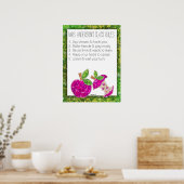 Hot-roze groene leraren Apple Class Rules Poster (Keuken)