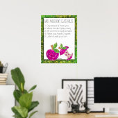Hot-roze groene leraren Apple Class Rules Poster (Thuiskantoor)
