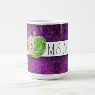 Hot-roze groene leraren Apple Dark Paarse Glitter Koffiemok