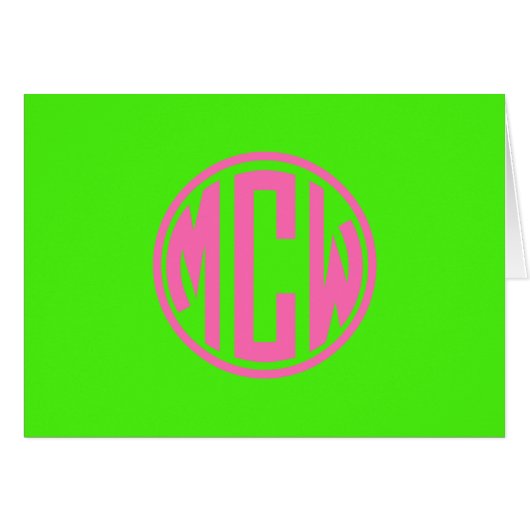 Hot-roze groene poppencirkel rond monogram DIY BG (Voorkant Horizontaal)