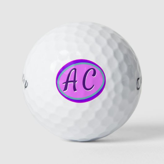  hot-roze, grote, heldere monogram Golfballen (Voorkant)