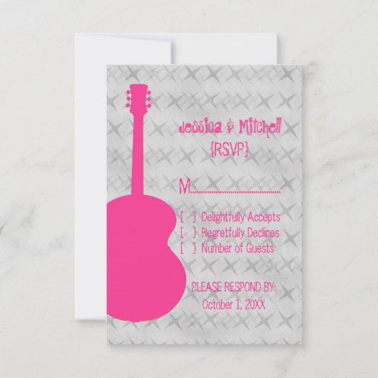 Hot-roze Guitar Grunge Response Kaart (Voorkant)