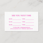 Hot-roze haarklop Tekenhaar Stijlsalon Afsprakenkaartje (Achterkant)