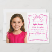 Hot roze hand-getekende boog foto verjaardag kaart (Voorkant)