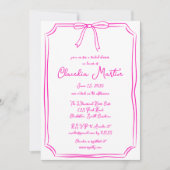 Hot roze hand getrokken boog bruids douche uitnodi kaart (Voorkant)