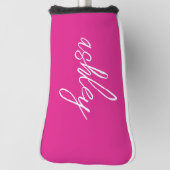 Hot roze handgeschreven script monogram golfheadcover (Draai 90)